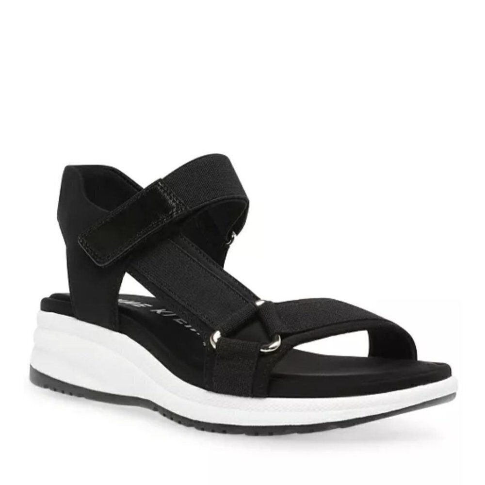 Anne Klein Grazie Black Textile Comfort Sandal Size 7M